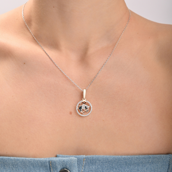 Підвіска знак зодіаку "Телець" срібна з пластинами золота