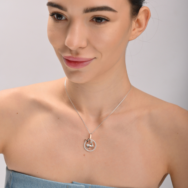 Підвіска знак зодіаку "Овен" срібна з пластинами золота