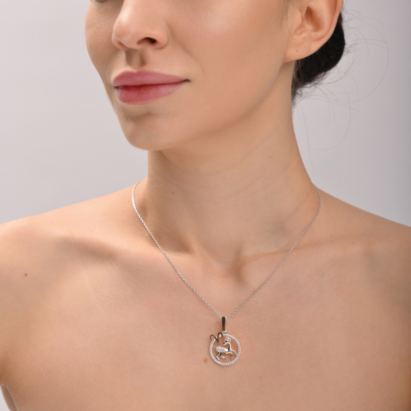 Підвіска знак зодіаку "Овен" срібна з пластинами золота