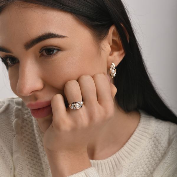 Срібний набір з жемчугом