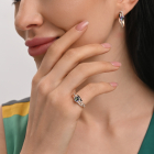 Срібне кільце з золотими вставками