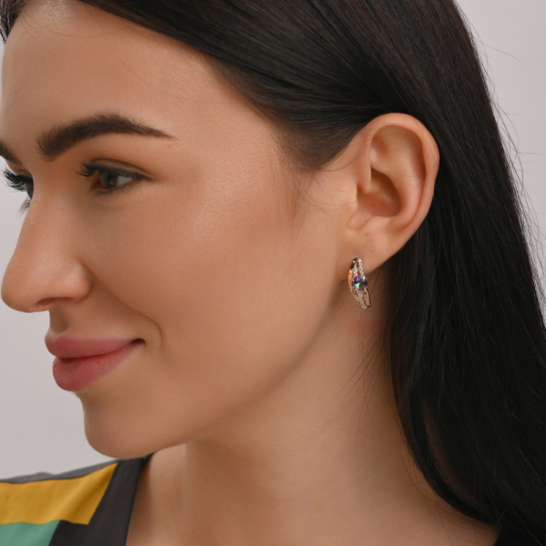 Срібні сережки з золотими вставками