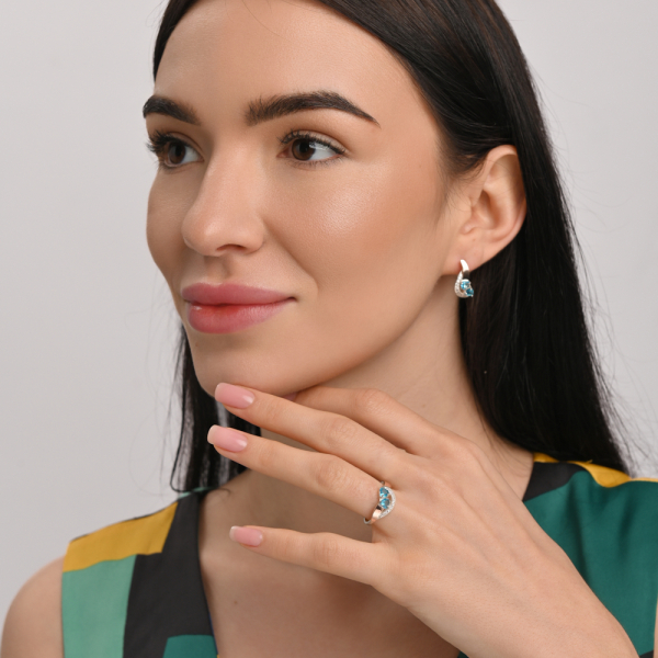 Комплект прикрас із срібла з золотом