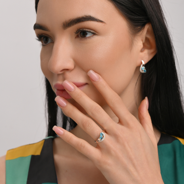 Комплект прикрас із срібла з золотом