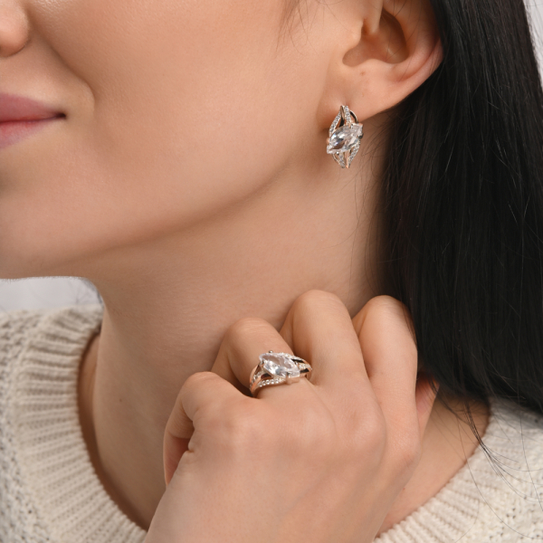 Серебряный набор с золотыми пластинами