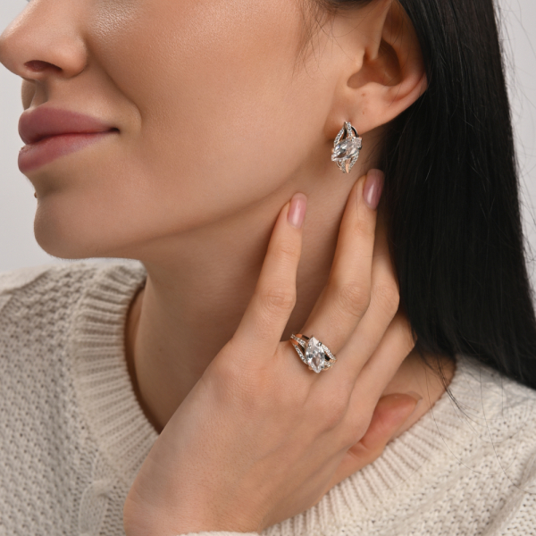 Серебряный набор с золотыми пластинами