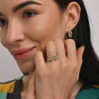 Срібний набір з золотими пластинами