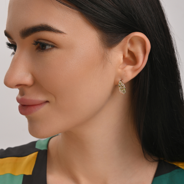 Срібні сережки з золотими пластинами