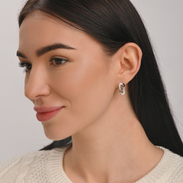 Срібні сережки з золотими пластинами