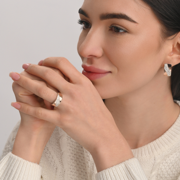 Серебряный набор с золотыми пластинами