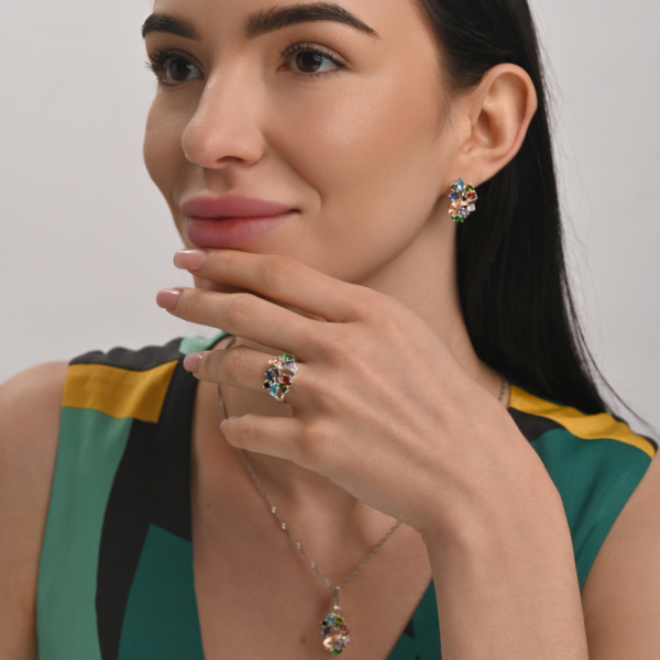 Серебряный набор с золотыми пластинами