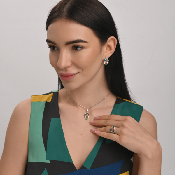 Серебряный набор с золотыми пластинами