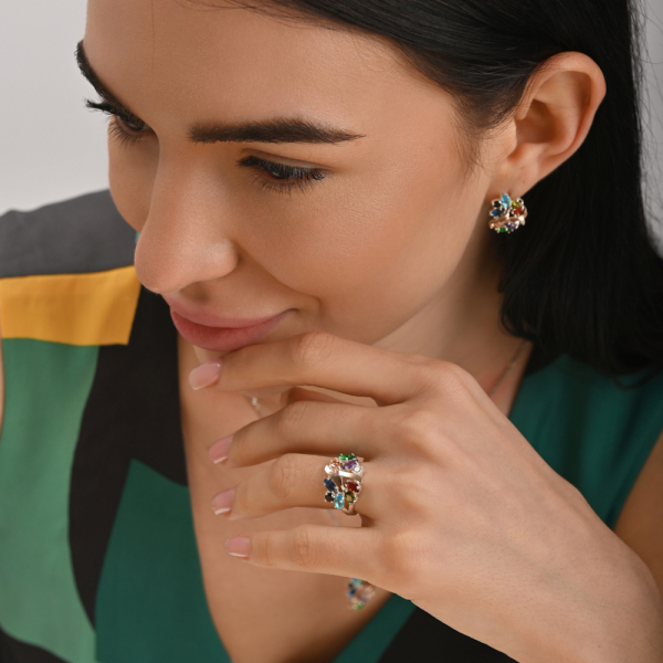 Серебряный набор с золотыми пластинами