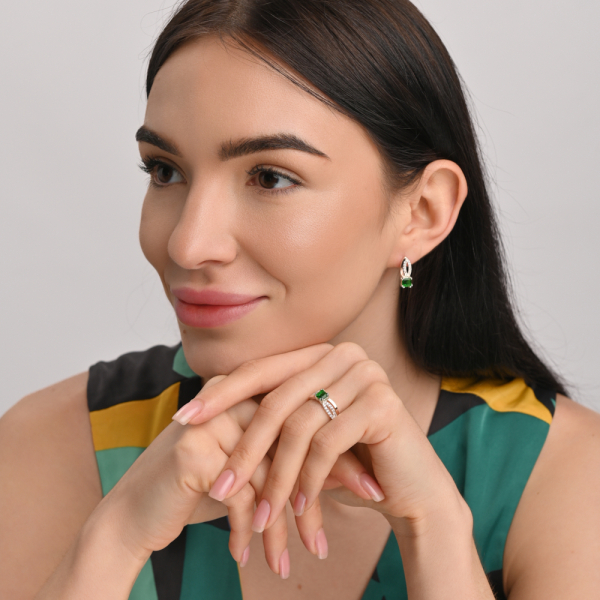 Срібні сережки з золотими вставками