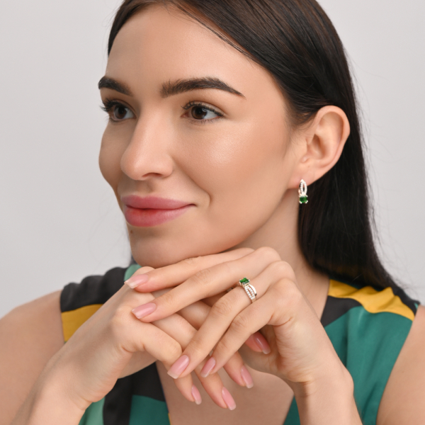 Срібний набір з золотими вставками