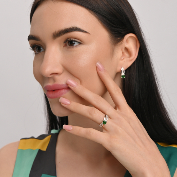 Срібний набір з золотими вставками