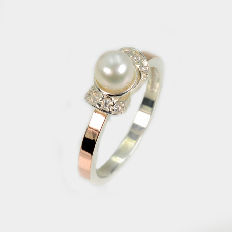 Срібна каблучка з золотими пластинами