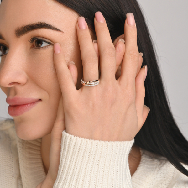 Срібне кільце з золотом