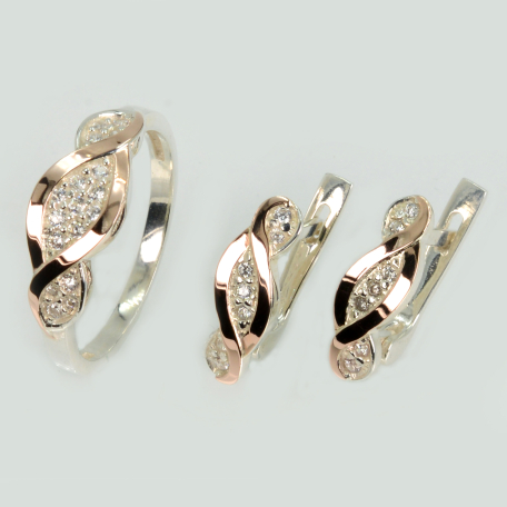 Срібний набір з золотими пластинами