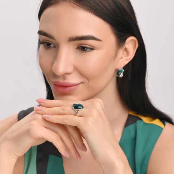 Срібний набір з золотими пластинами