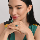 Срібний набір з золотими пластинами