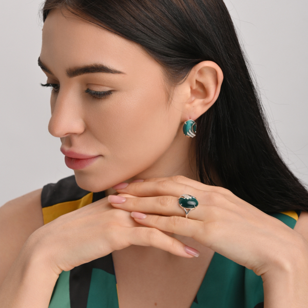 Сережки із срібла з золотом