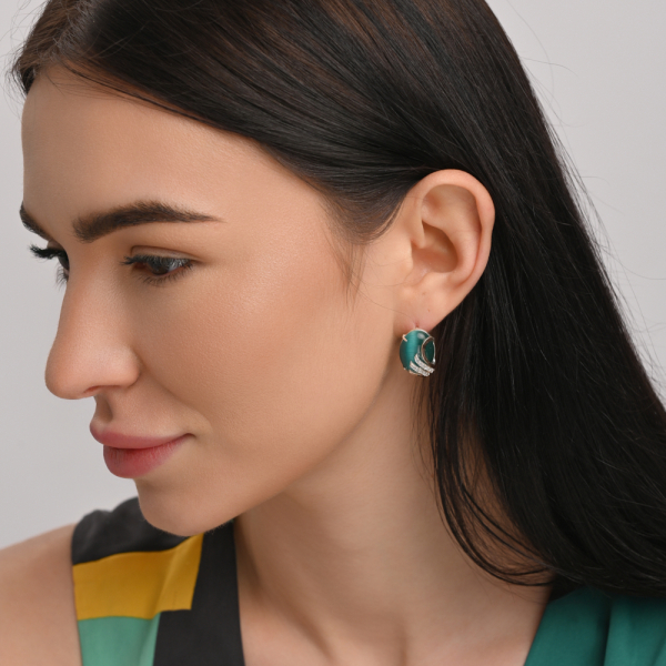 Срібний набір з золотими пластинами