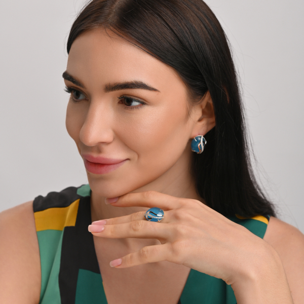 Каблучка із срібла з золотими вставками