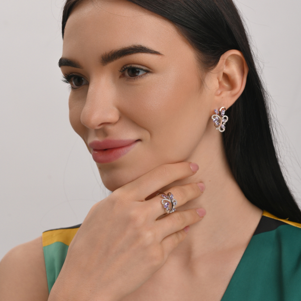 Срібні сережки з золотими вставками