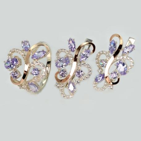 Срібний набір з золотими пластинами