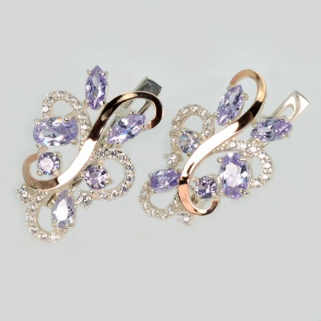 Срібні сережки з золотими вставками