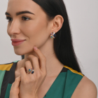 Срібний набір з золотими пластинами