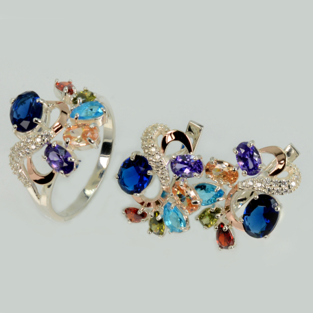 Срібний набір з золотими пластинами