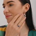 Срібна каблучка з золотими вставками