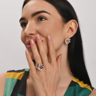 Срібний набір з золотими пластинами