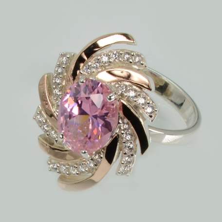 Серебряное кольцо с золотыми вставками