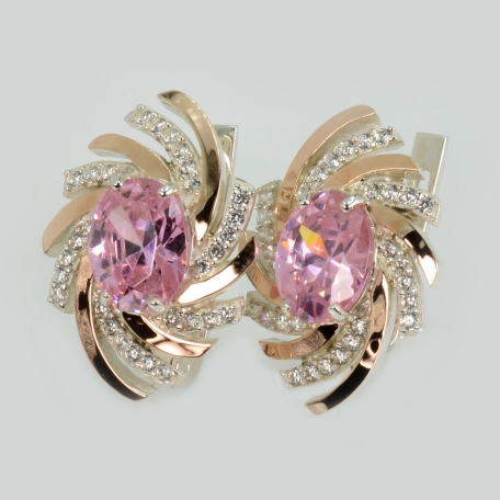 Серебряные серьги с золотыми вставками