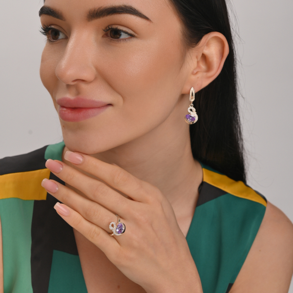 Срібна каблучка з золотими вставками