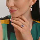 Срібний набір з золотими пластинами