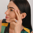 Срібна каблучка з золотими вставками