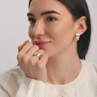 Серебряное кольцо с золотыми вставками