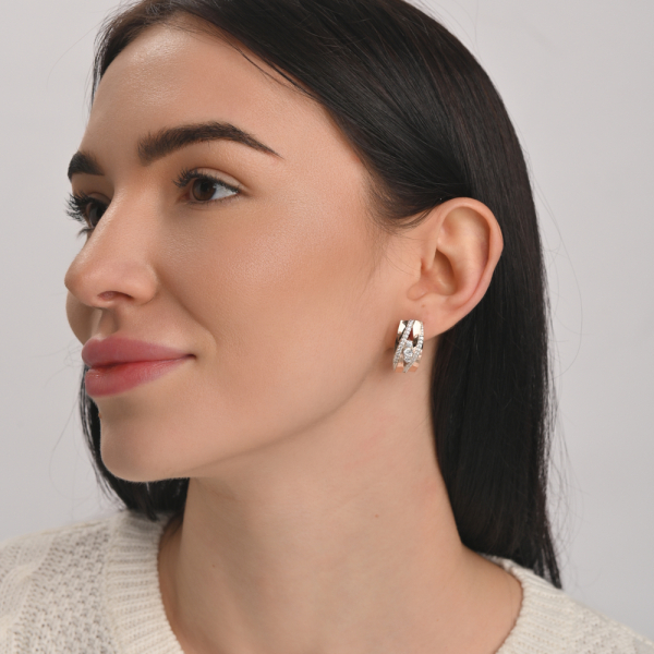 Срібні сережки з золотими вставками