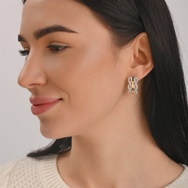 Срібні сережки з золотими вставками