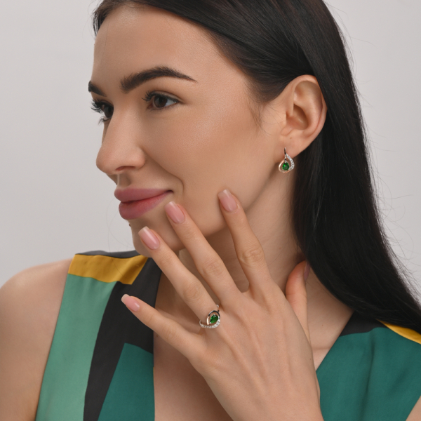 Срібний набір з золотими пластинами