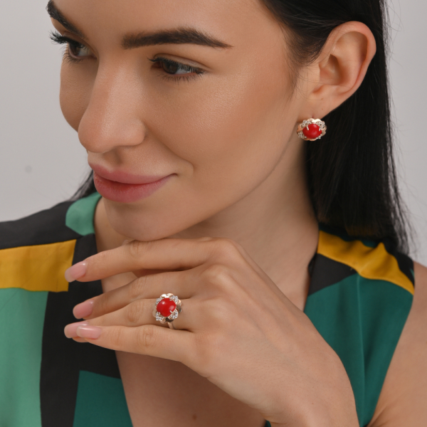 Срібна каблучка з золотими вставками