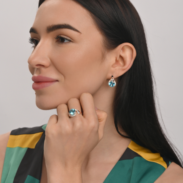 Срібні сережки з золотими вставками