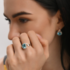 Срібна каблучка з золотими вставками