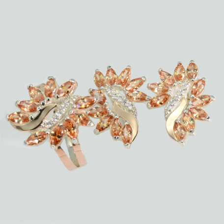 Срібний набір з золотими пластинами