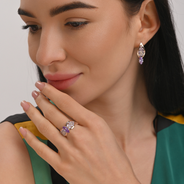 Срібні сережки з золотими вставками