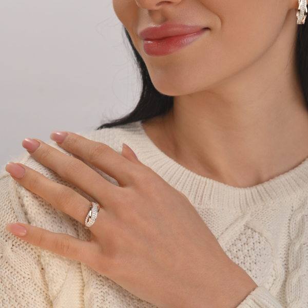 Срібний набір з золотими пластинами